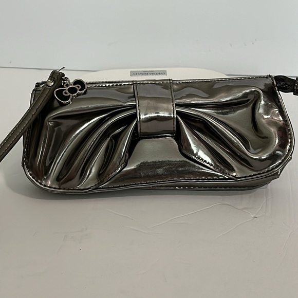 Hello Kitty Y2K Gunmetal Gray Makeup Case, Wristlet, Clutch, Bow, NEW wot